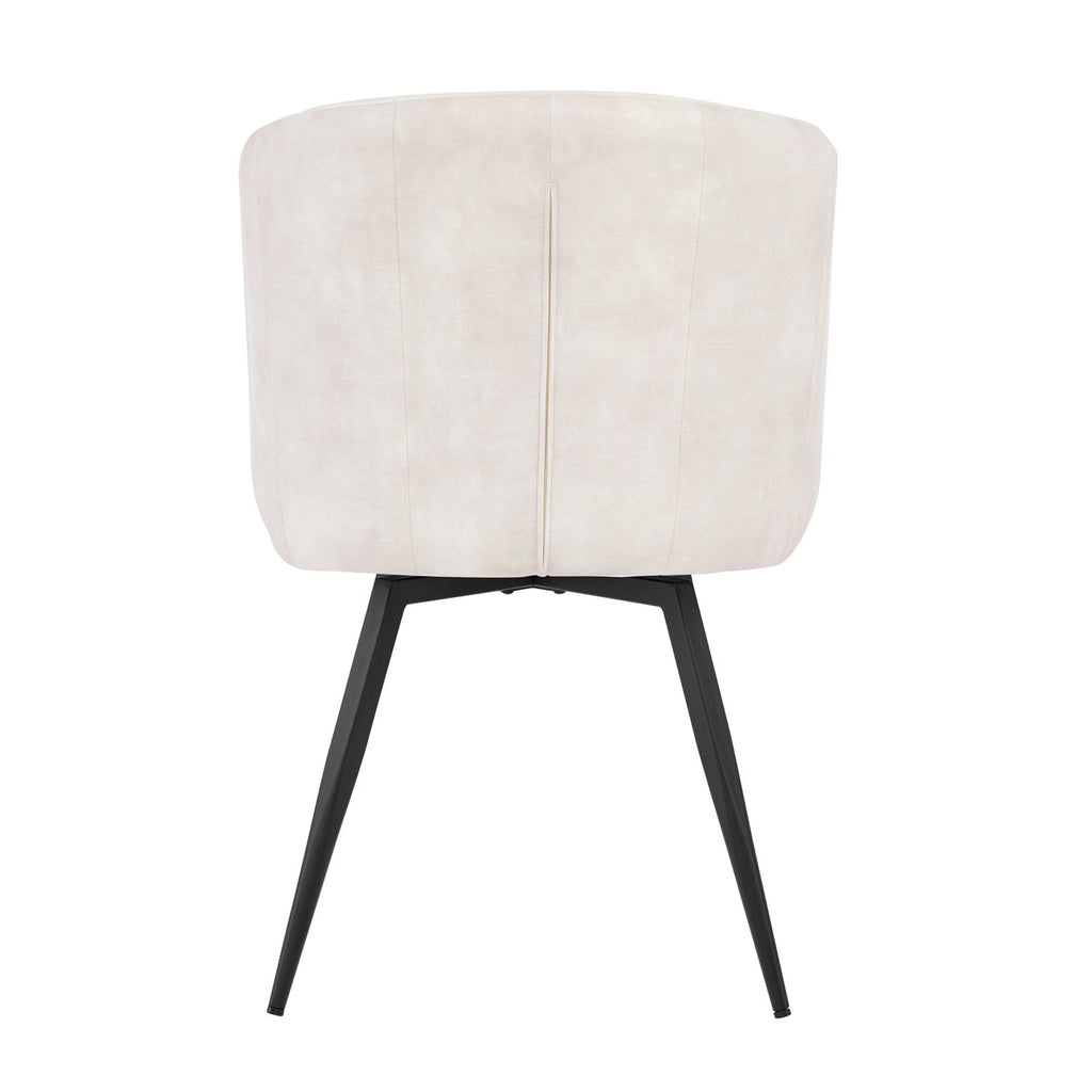 Arlo Swivel Cream Velvet Dining Chair With Black Legs