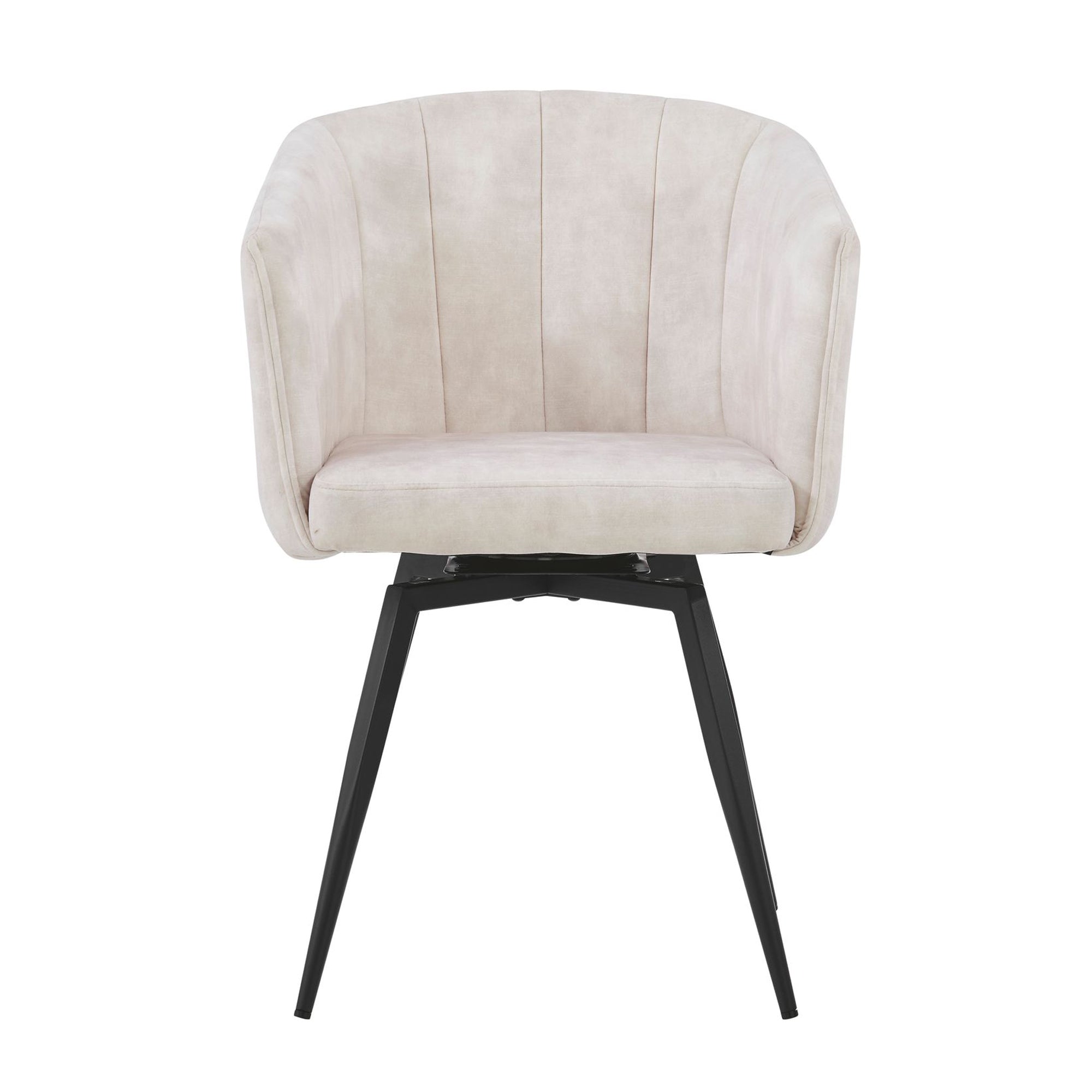 Arlo Swivel Cream Velvet Dining Chair With Black Legs