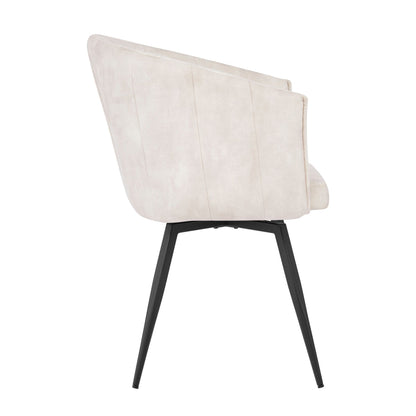 Cream Velvet Dining Chair With Swivel Black Base