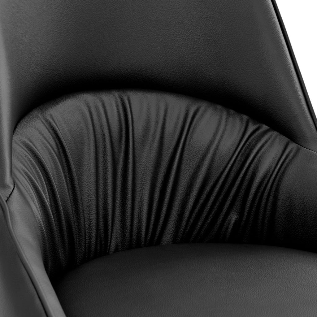 Axel Black Leather Dining Chair Wrinkle Design With Gold Legs