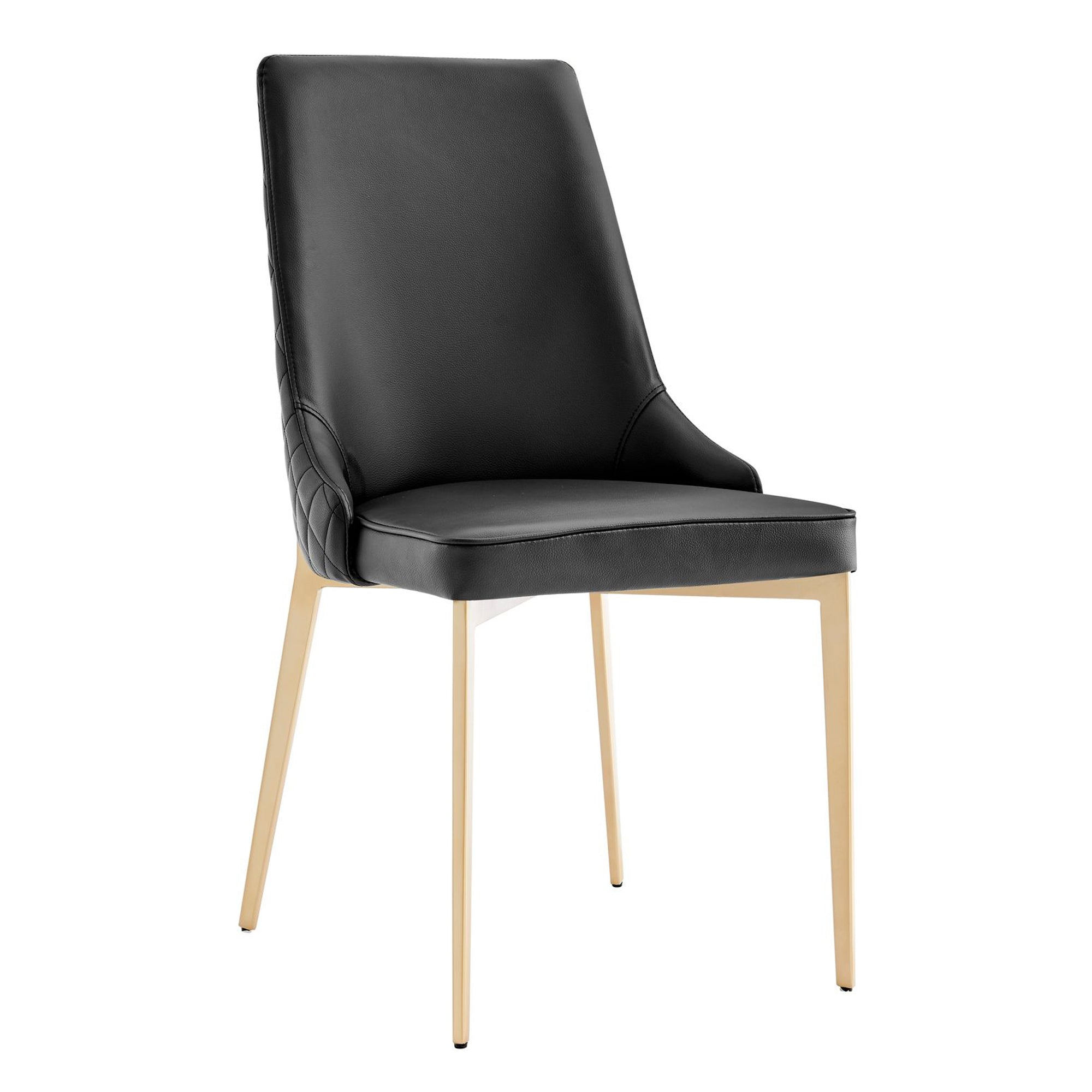 Jade Black Dining Chair In Faux Leather With Gold Legs
