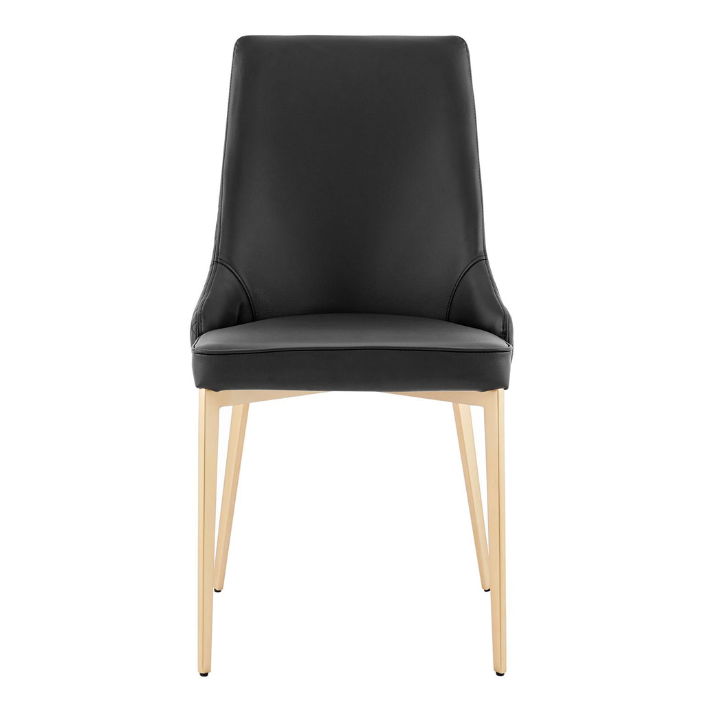 Jade Black Dining Chair In Faux Leather With Gold Legs