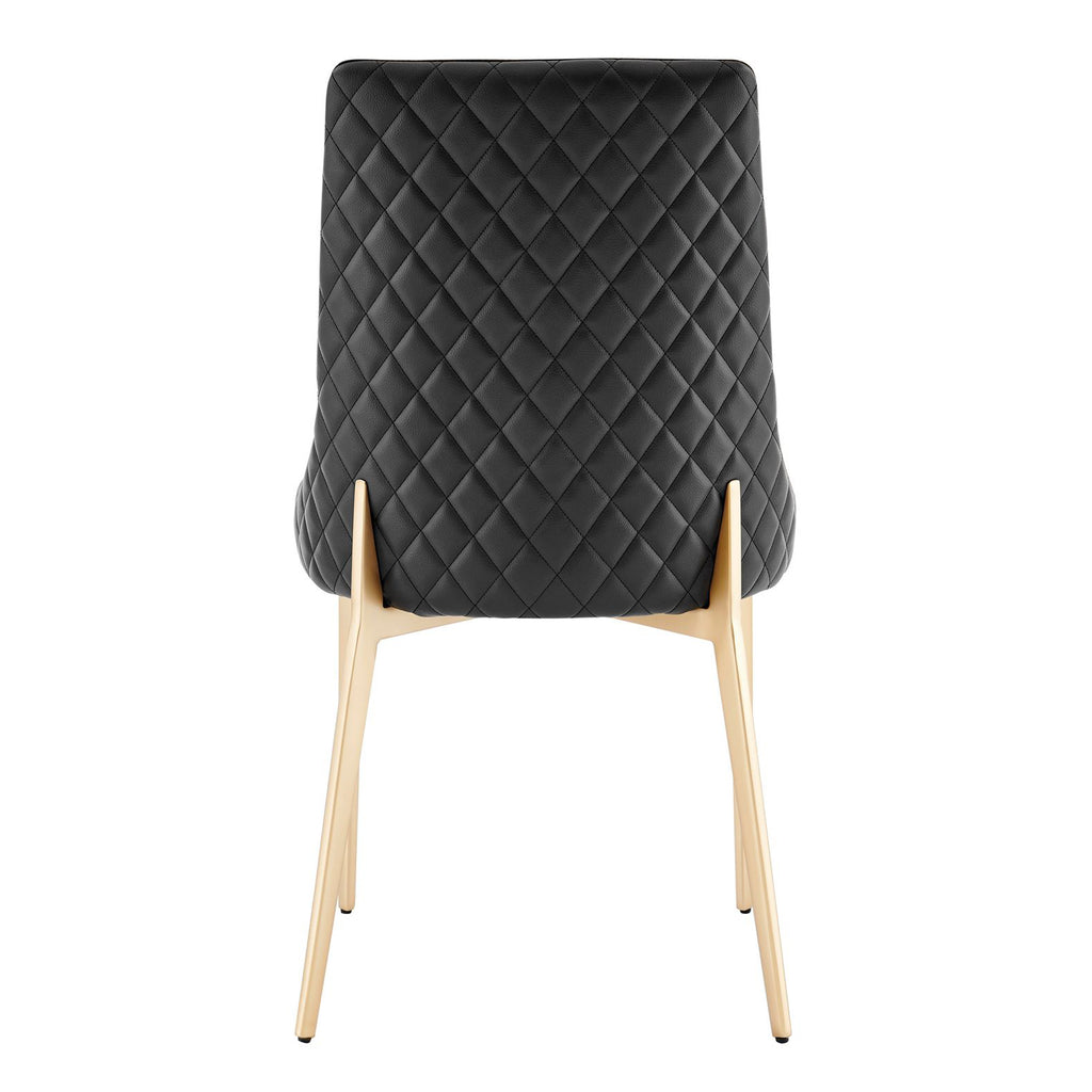 Jade Black Dining Chair In Faux Leather With Gold Legs