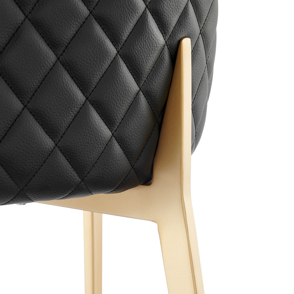 Jade Black Dining Chair In Faux Leather With Gold Legs