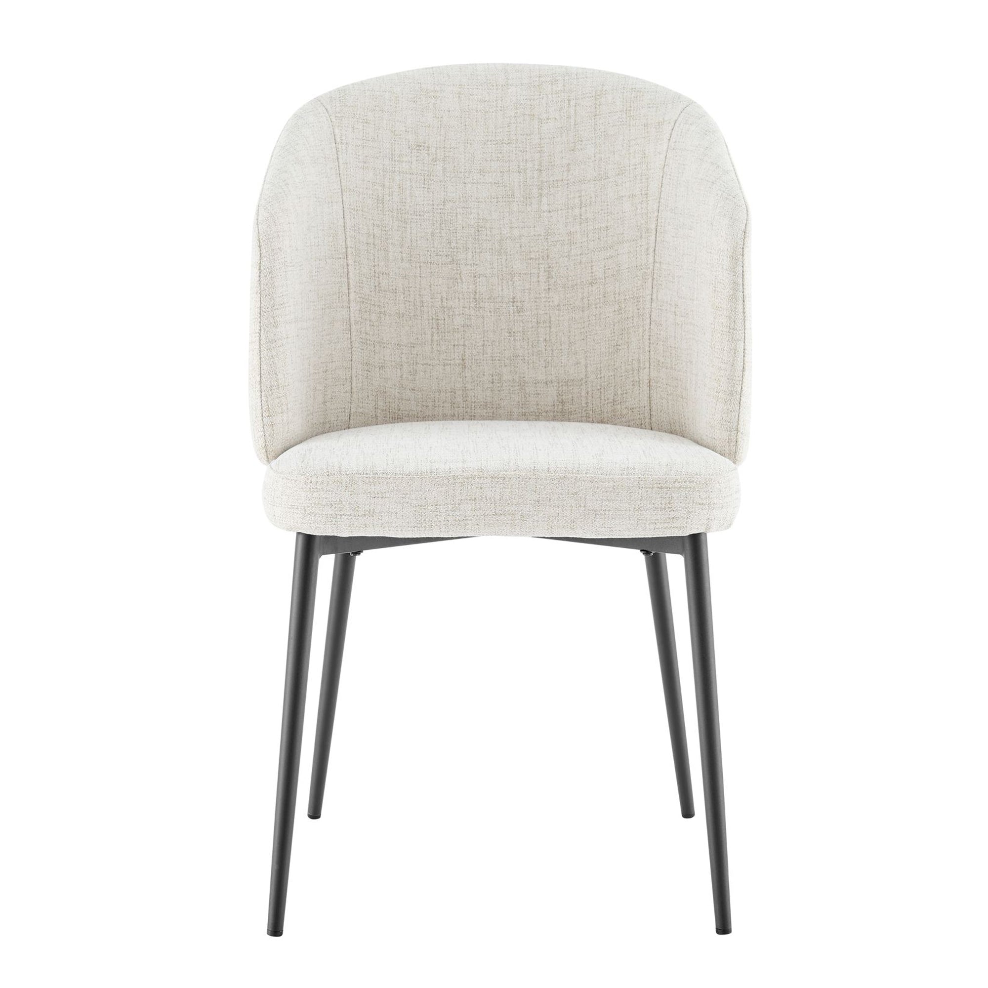 Castelle Ivory Linen Curved Dining Chair With Black Legs