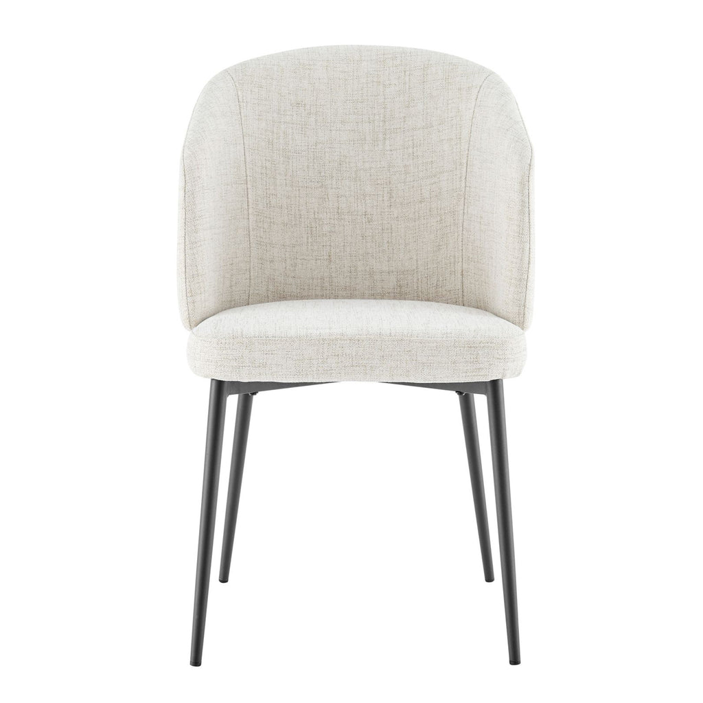 Castelle Ivory Linen Curved Dining Chair With Black Legs
