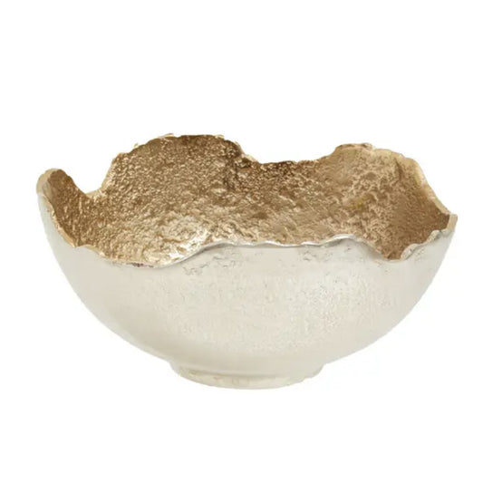 Organic Textured Gold And Silver Bowl