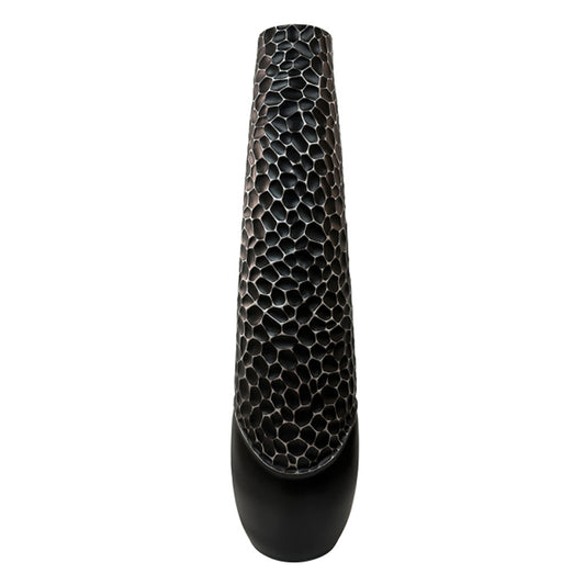 Extra Tall Black And Silver Vase