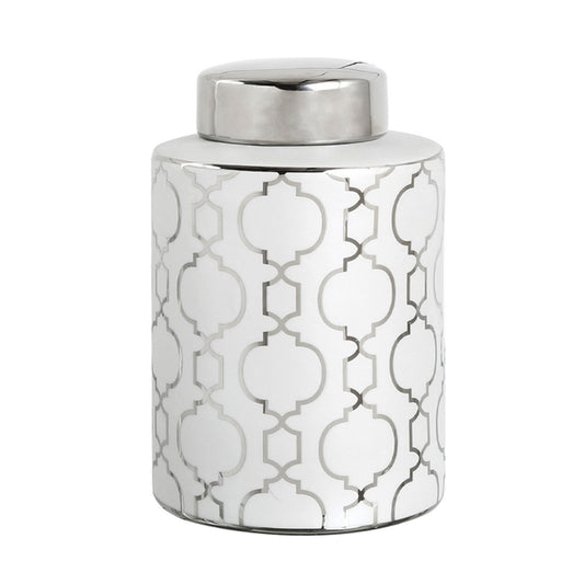 Myra Small Grey and Silver Decorative Ginger Jar Vase