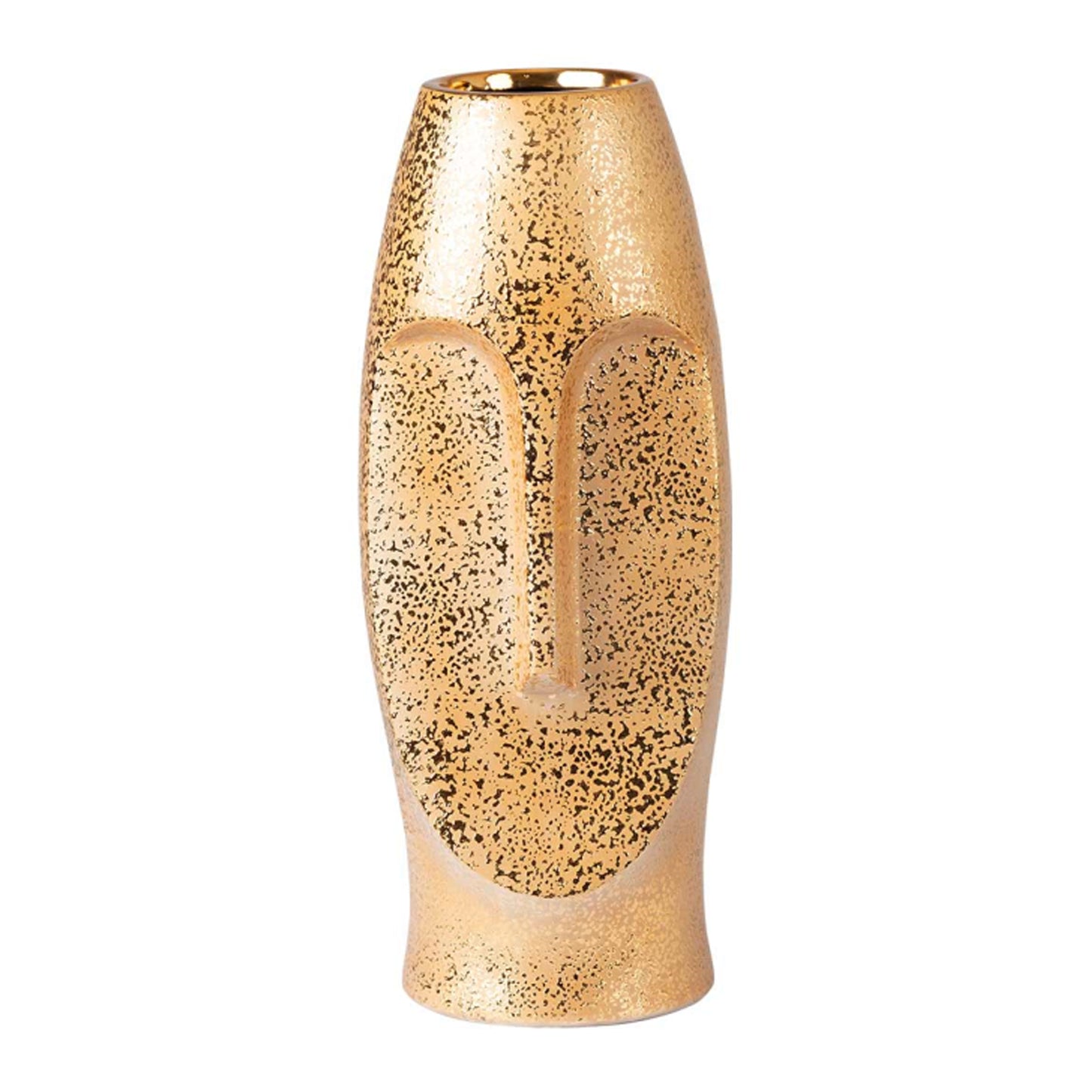 Gold Textured Face Vase Large