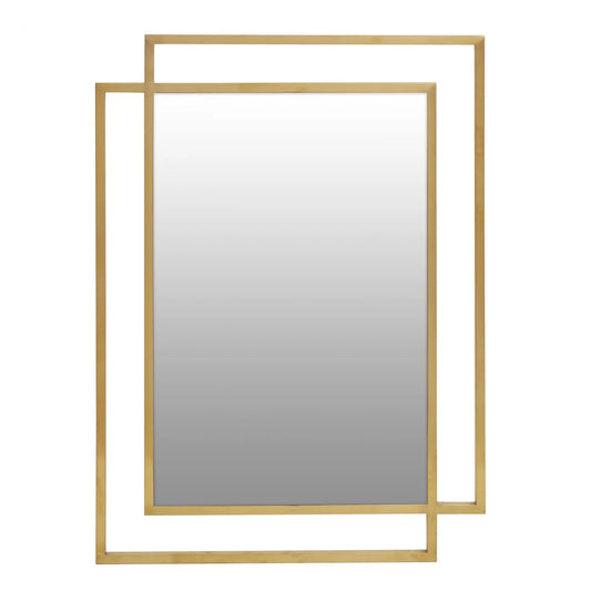 Geometric Rectangle Mirror With Gold Frame