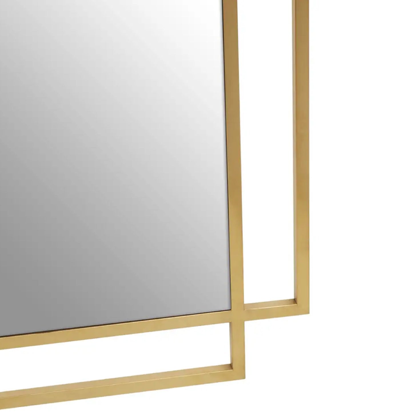 Geometric Rectangle Mirror With Gold Frame