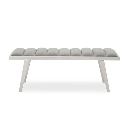 Silver Bench With Grey Upholstery