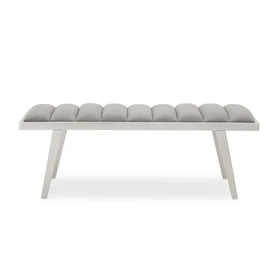 Silver Bench With Grey Upholstery