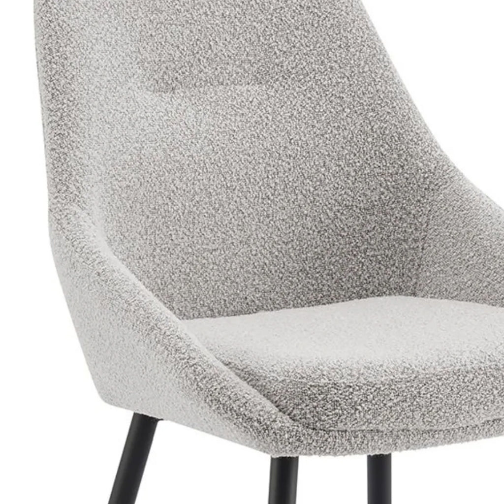 Sage Light Grey Boucle Dining Chair with Black Legs