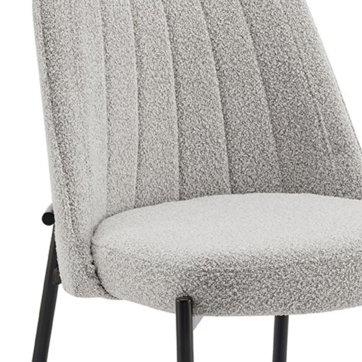 Light Grey Boucle Dining Chair with Black Legs