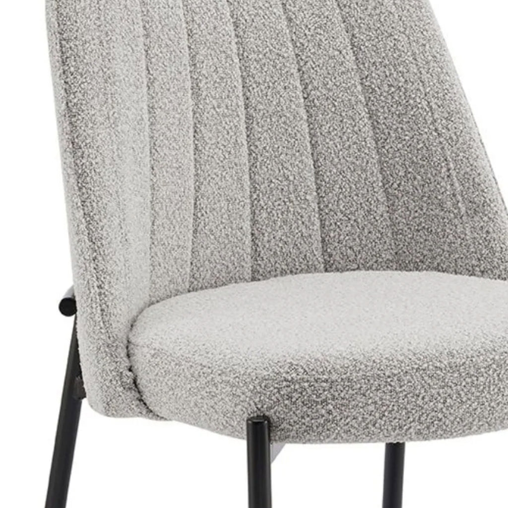 Adele Light Grey Boucle Dining Chair with Black Legs