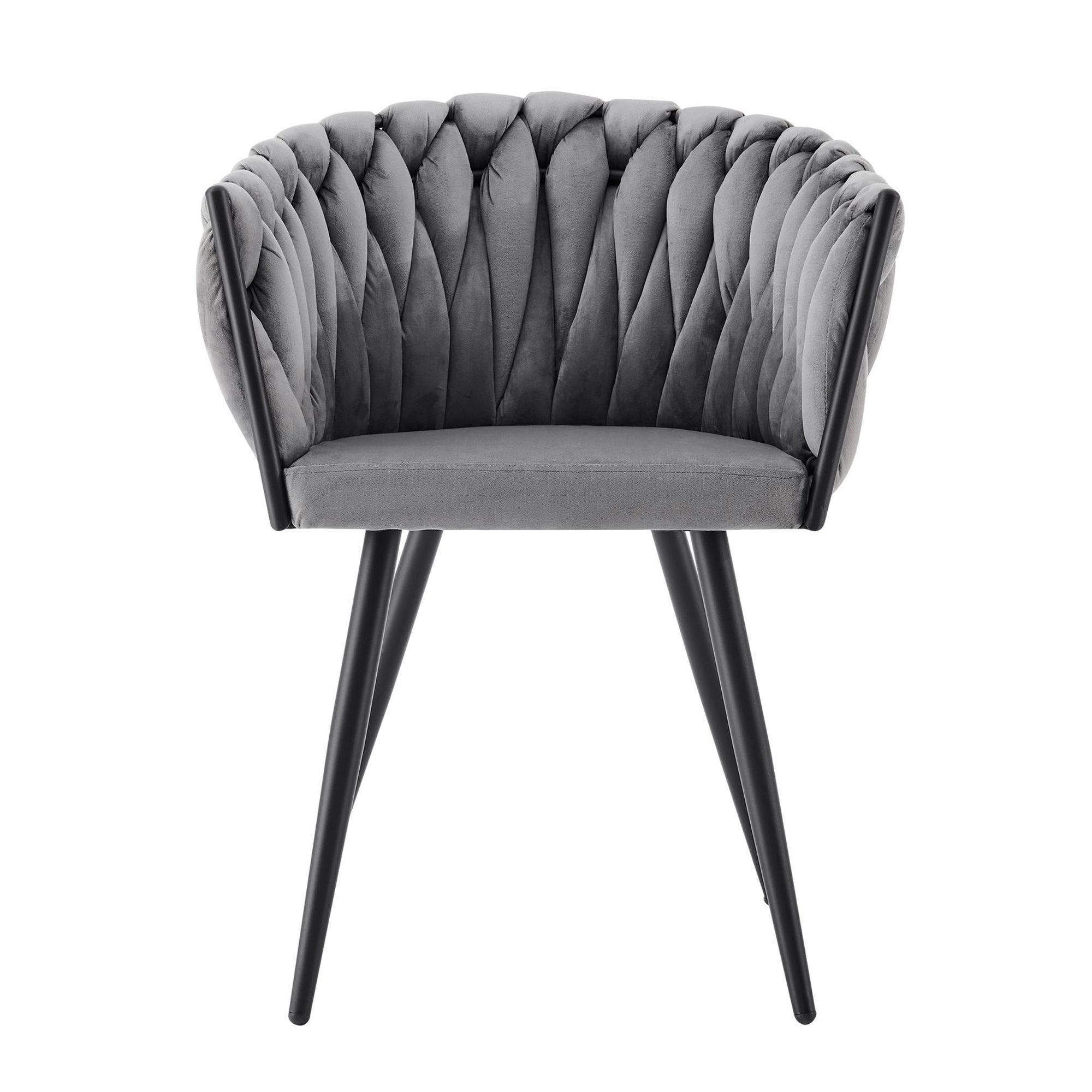 Iris Grey Velvet Braided Weave Dining Chair