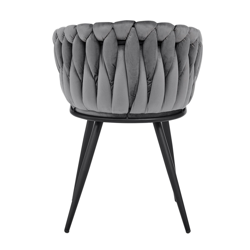 Iris Grey Velvet Braided Weave Dining Chair