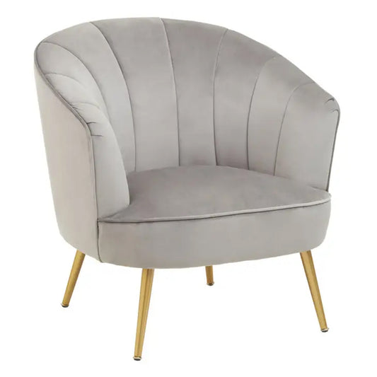 Grey Velvet Accent Chair With Gold Legs