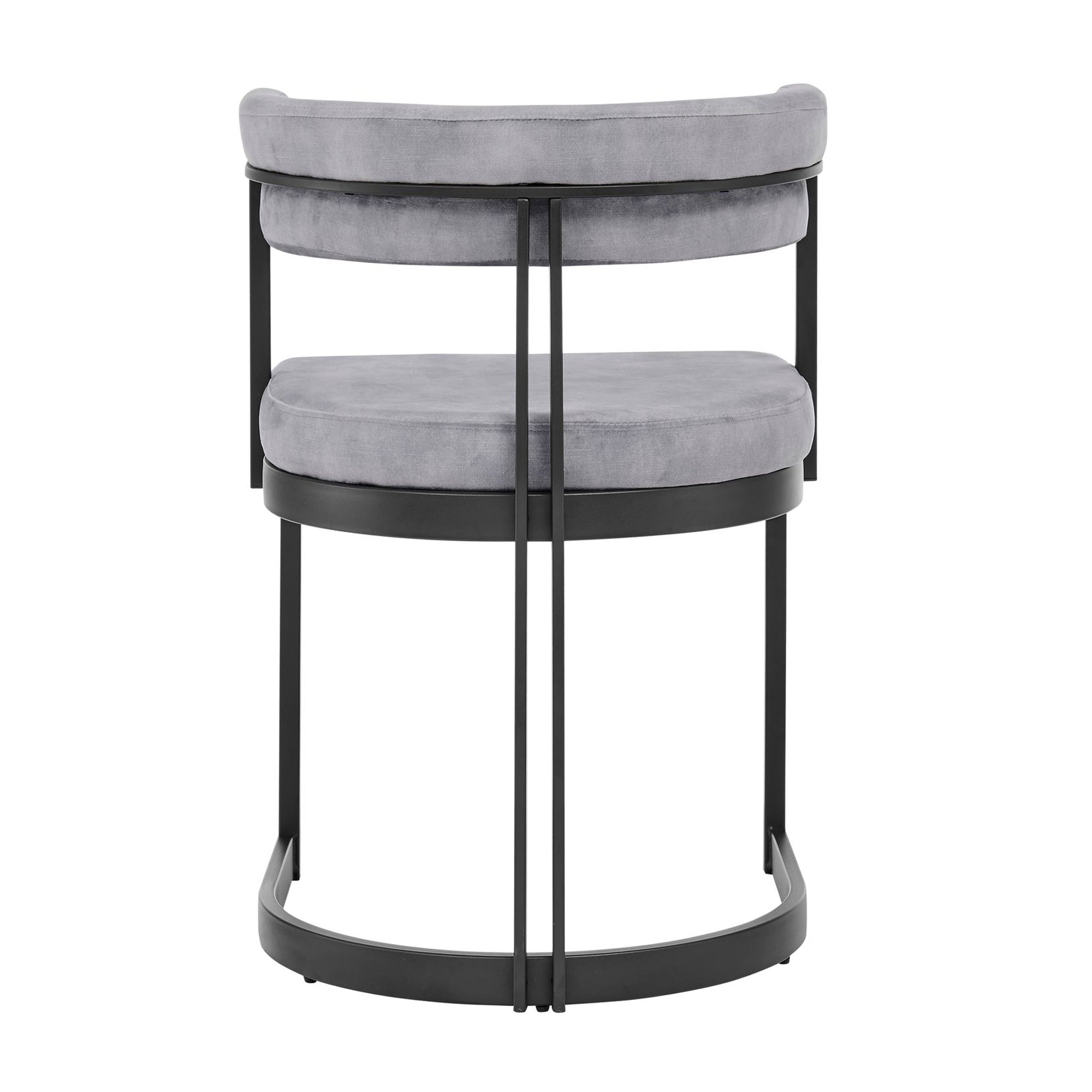 Mia Curved Grey Velvet and Black Frame Dining Chair