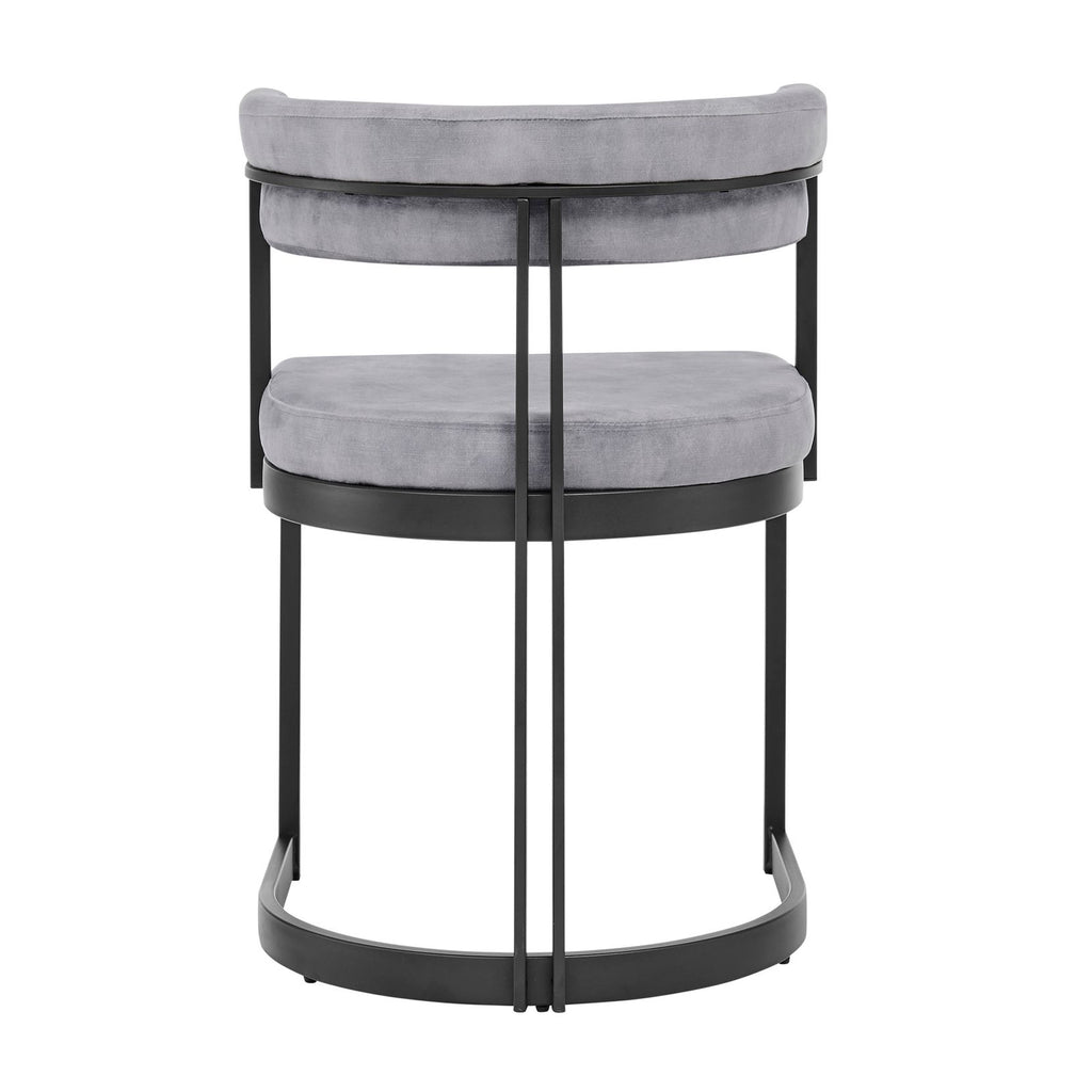 Mia Curved Grey Velvet and Black Frame Dining Chair