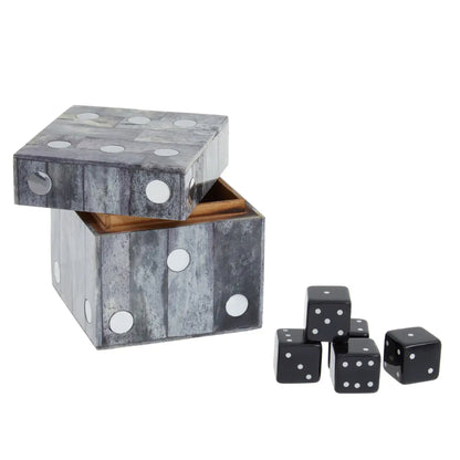 Grey Faux Marble Dice Box