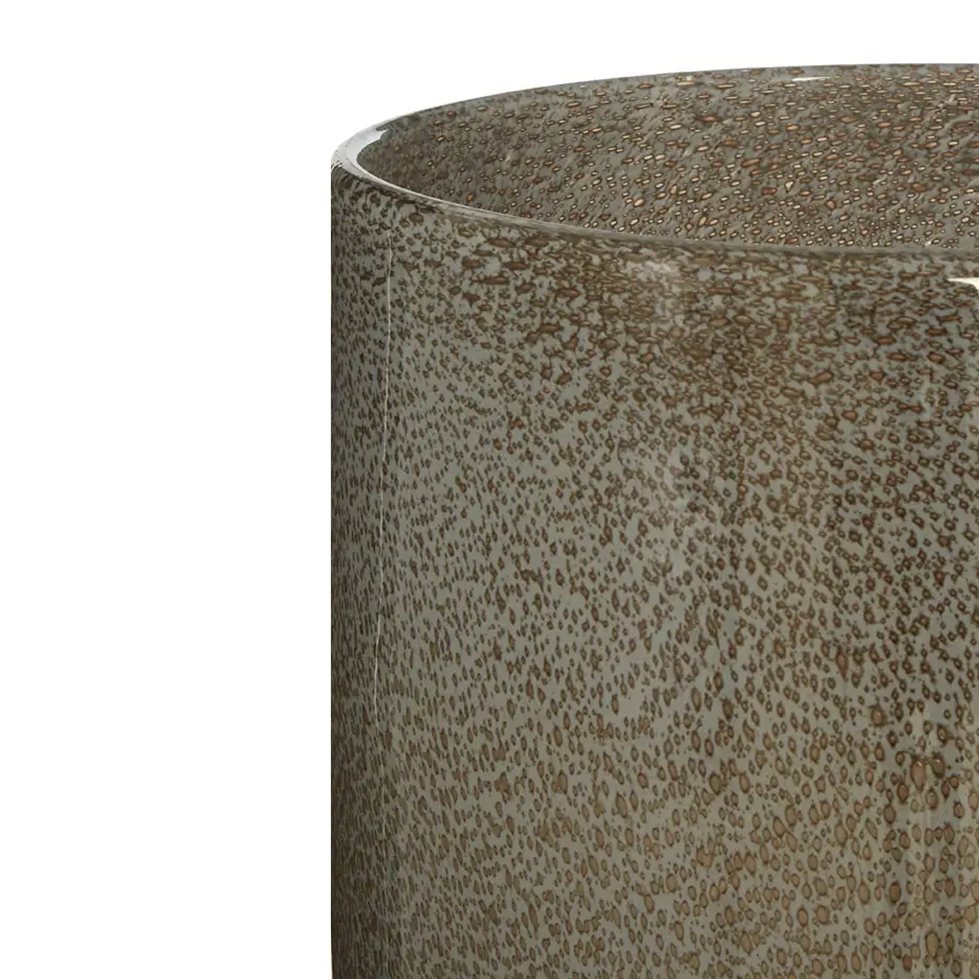 Grey glass vase with brass foot