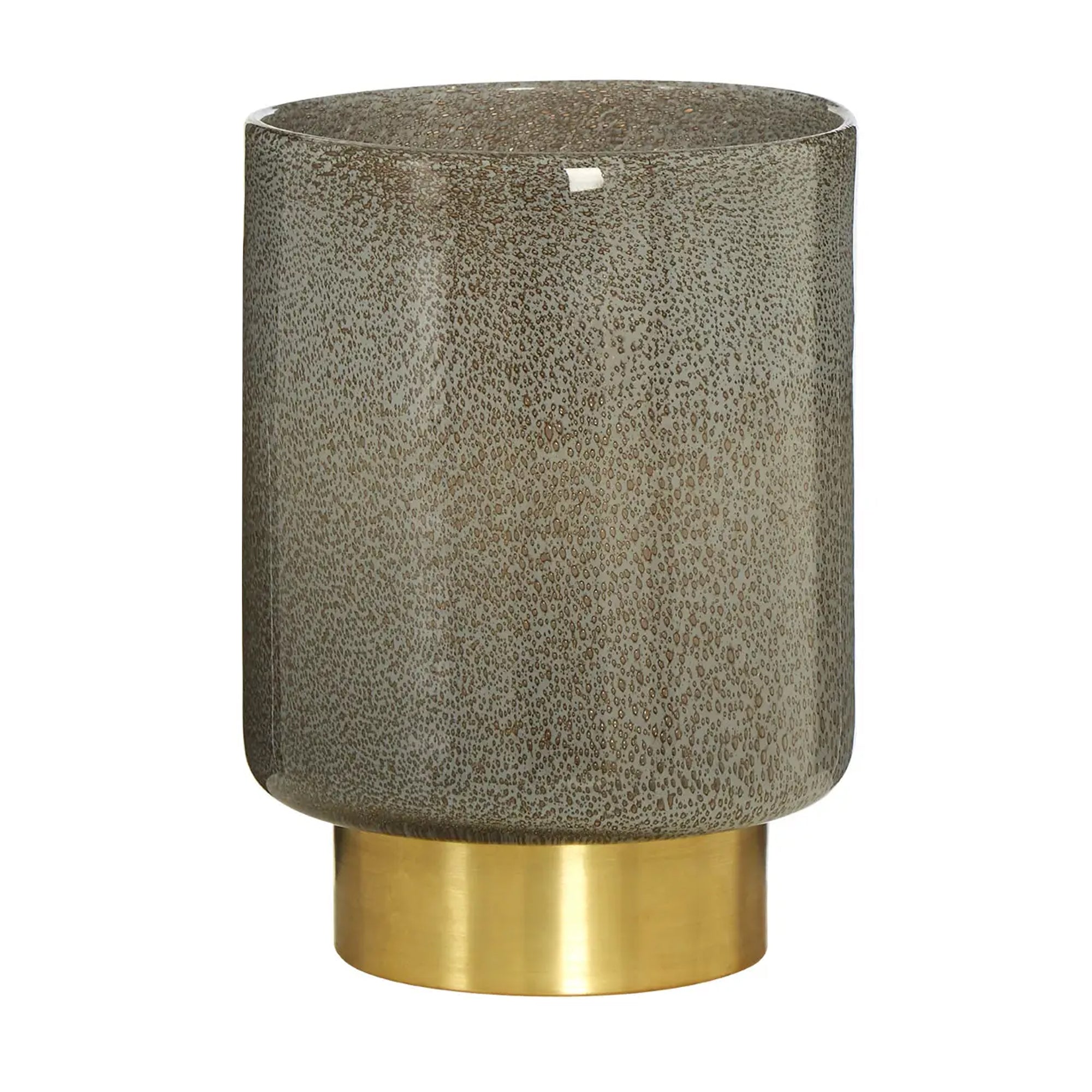 Grey glass vase with brass foot