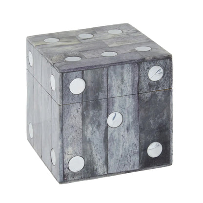 Grey Faux Marble Dice Box