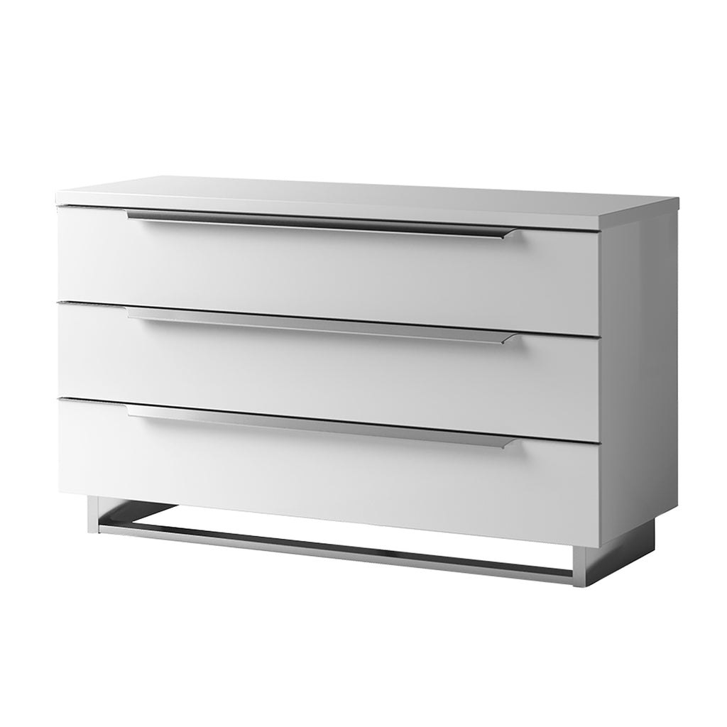 Pisa White and Silver 3 Drawer Dresser