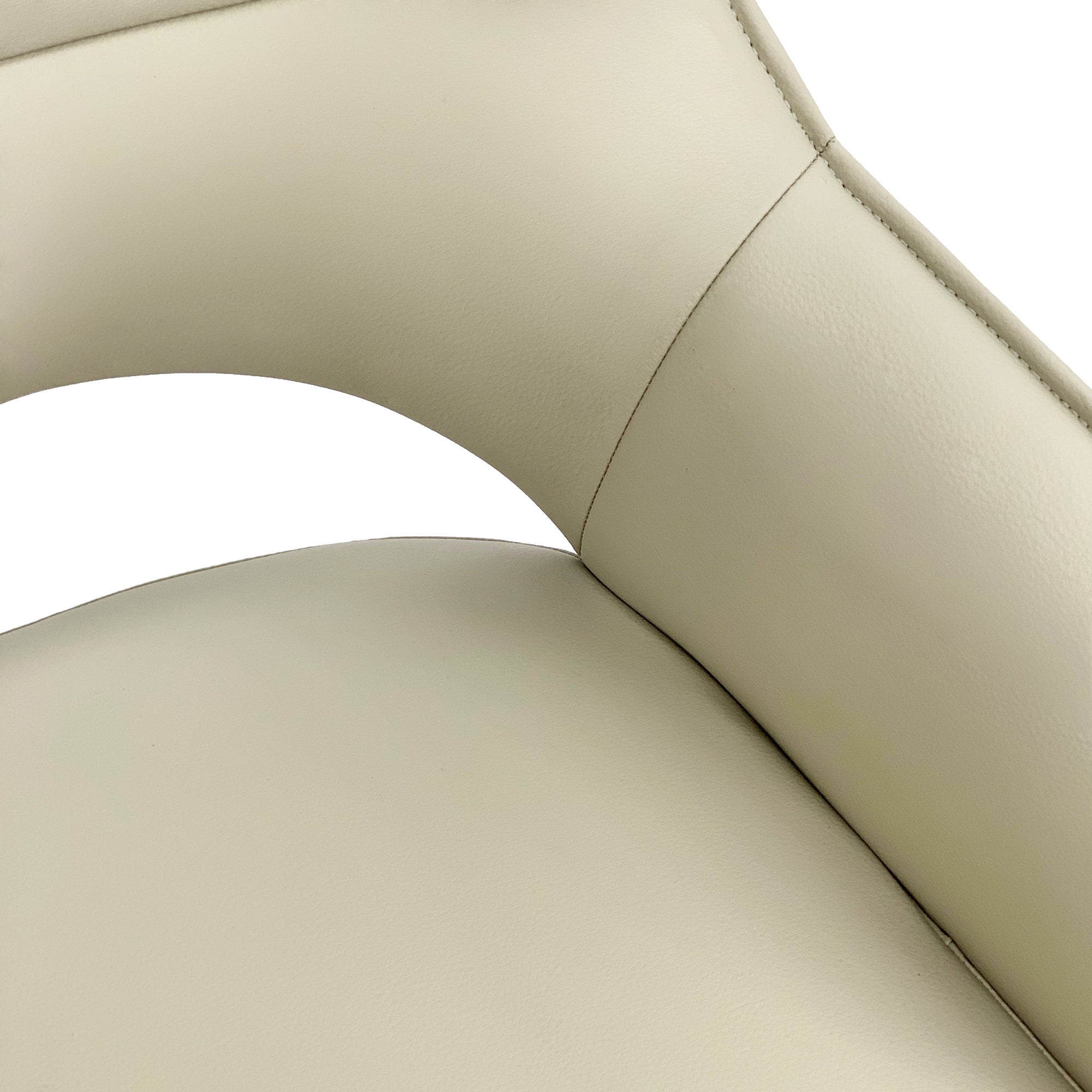 Esme Swivel Cream Leather Dining Chair Black Top Trim With Black Legs