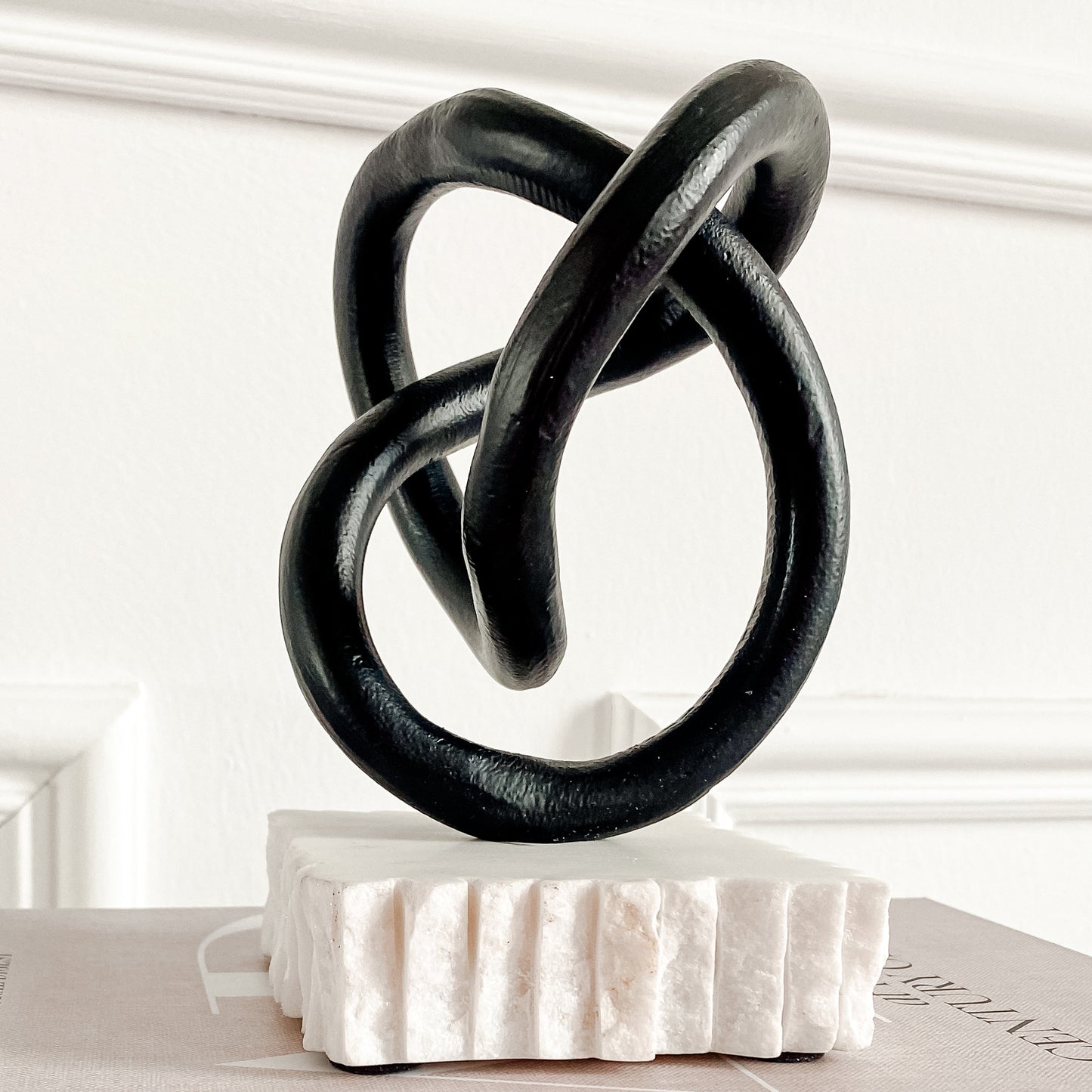 Looped Matte Black and Marble Knot Ornament