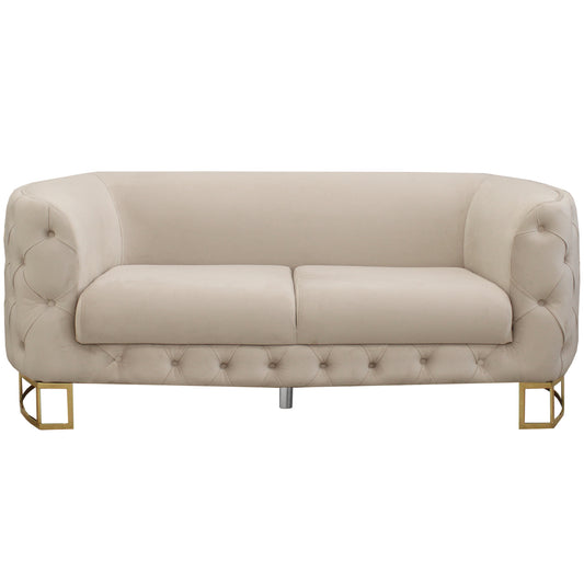 Louise Cream Velvet Sofa With Gold Legs 2 Seater