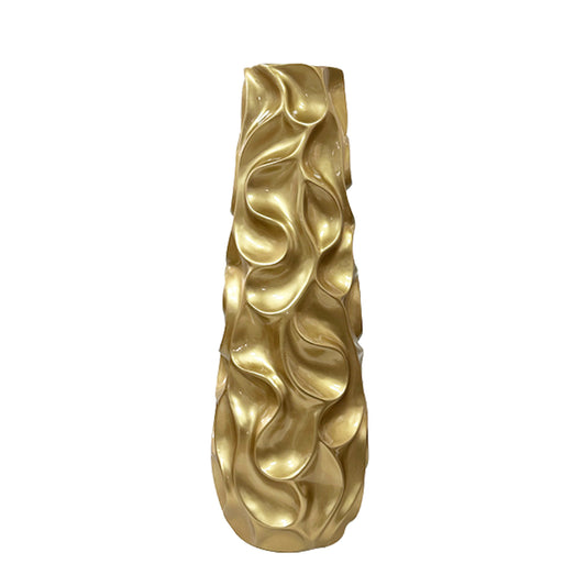 Tall Vase With Gold Ripples