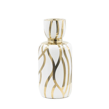 White and Gold Medium Vase