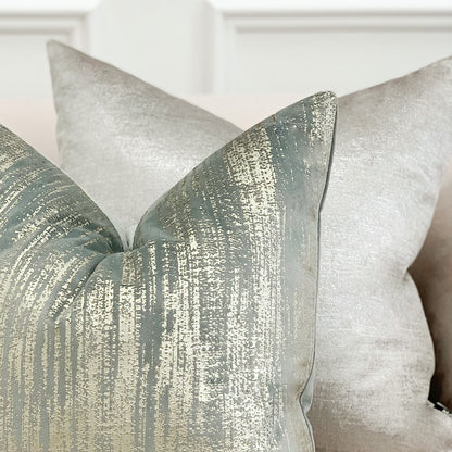 Malini Large Metallica Silver Velvet Cushion