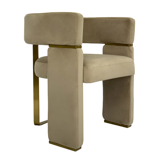 Mink Velvet Accent Chair With Brass Detail