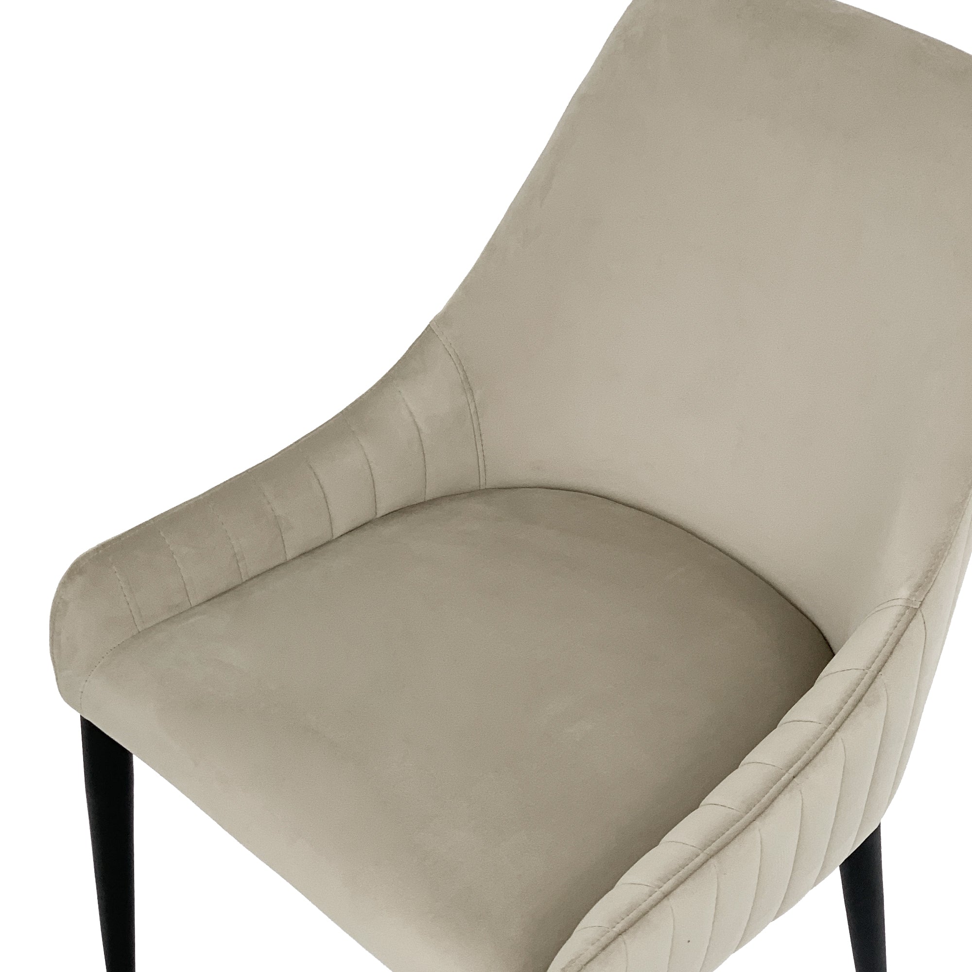 Vera Beige Velvet Dining Chair With Black Legs