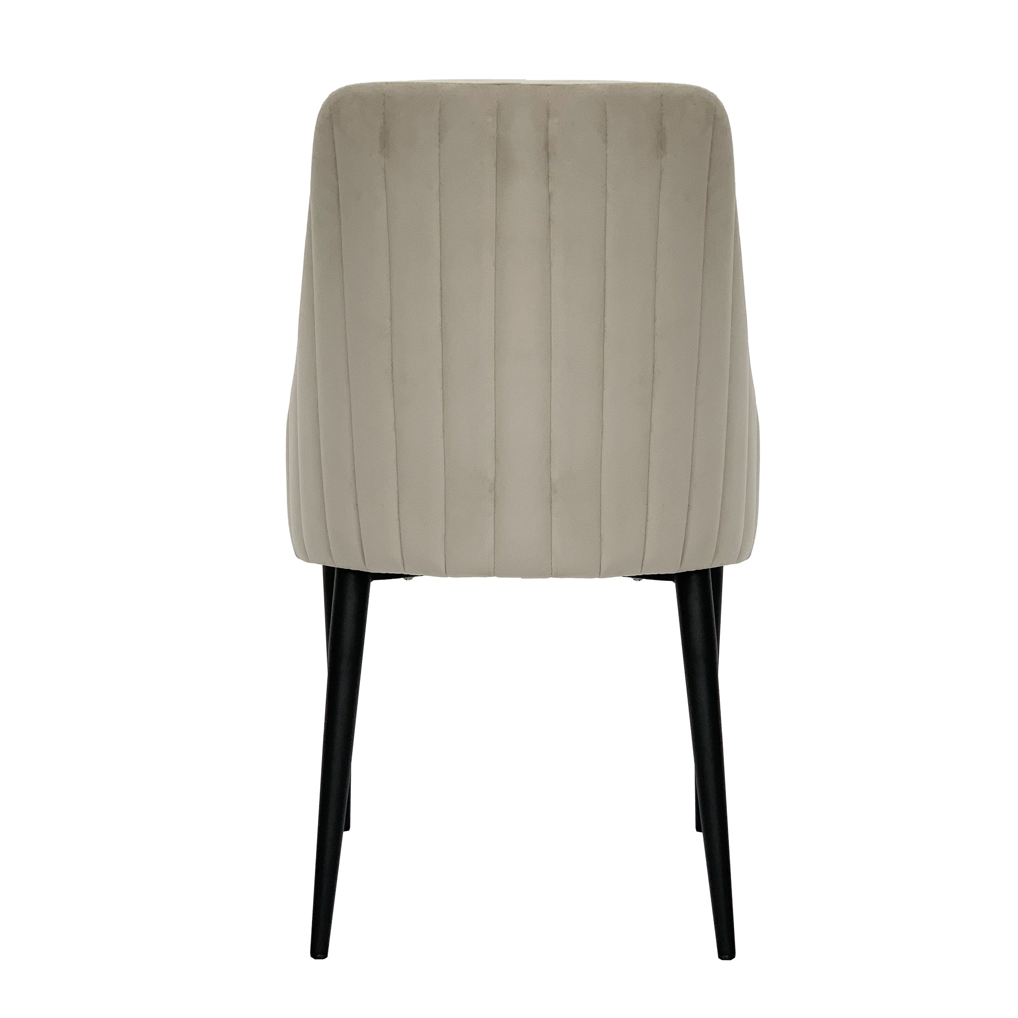 Vera Beige Velvet Dining Chair With Black Legs