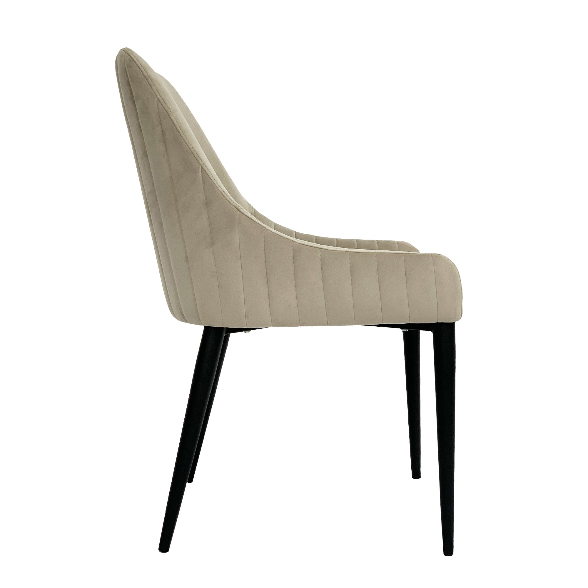 Vera Beige Velvet Dining Chair With Black Legs