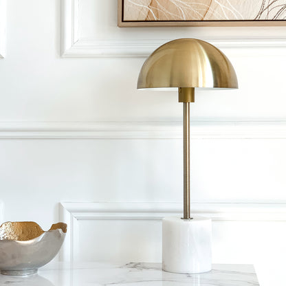 Marble Based Brass Mushroom Lamp