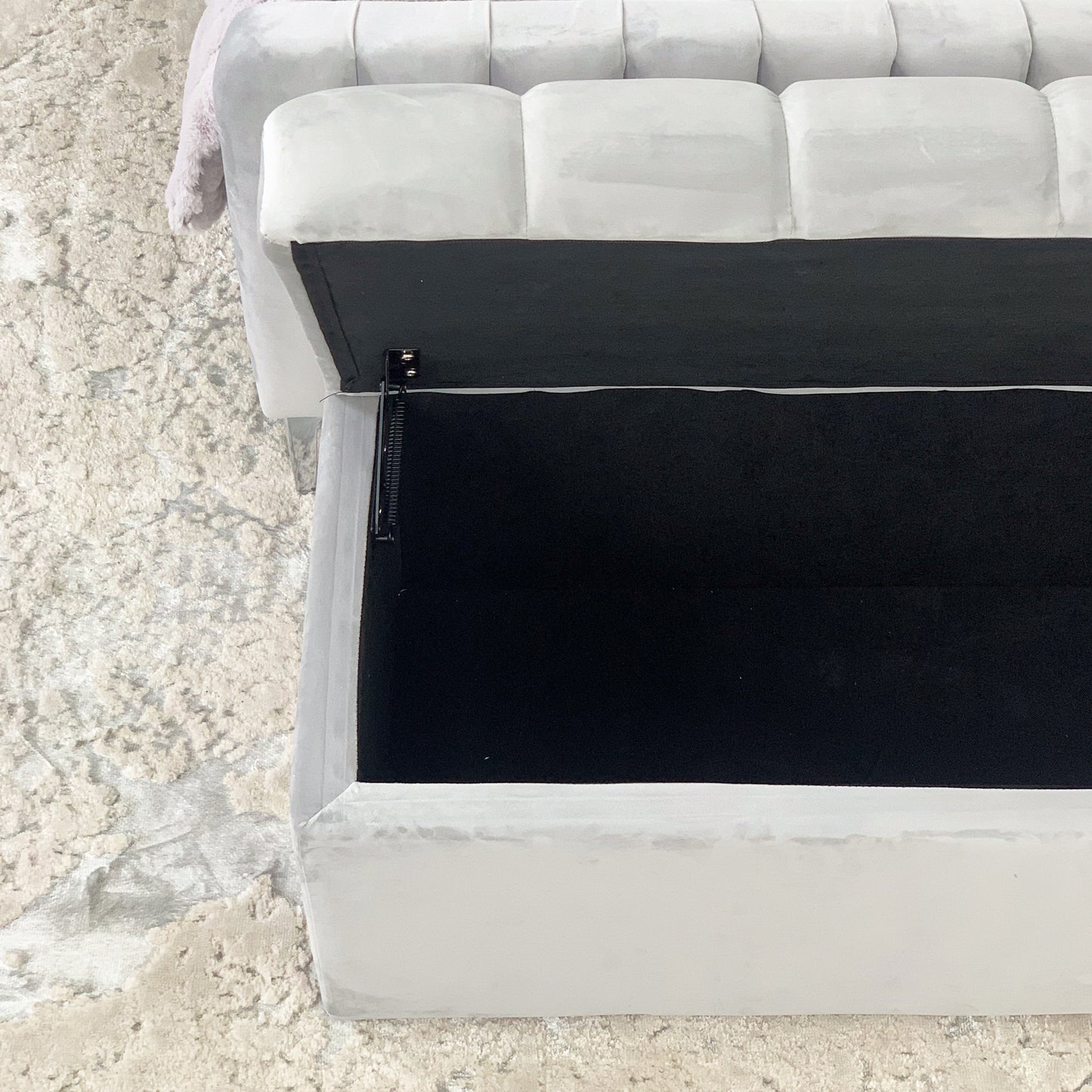 Grey Velvet Ottoman Bench