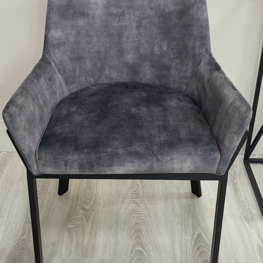 Nova Grey Velvet Dining Chair With Black Frame