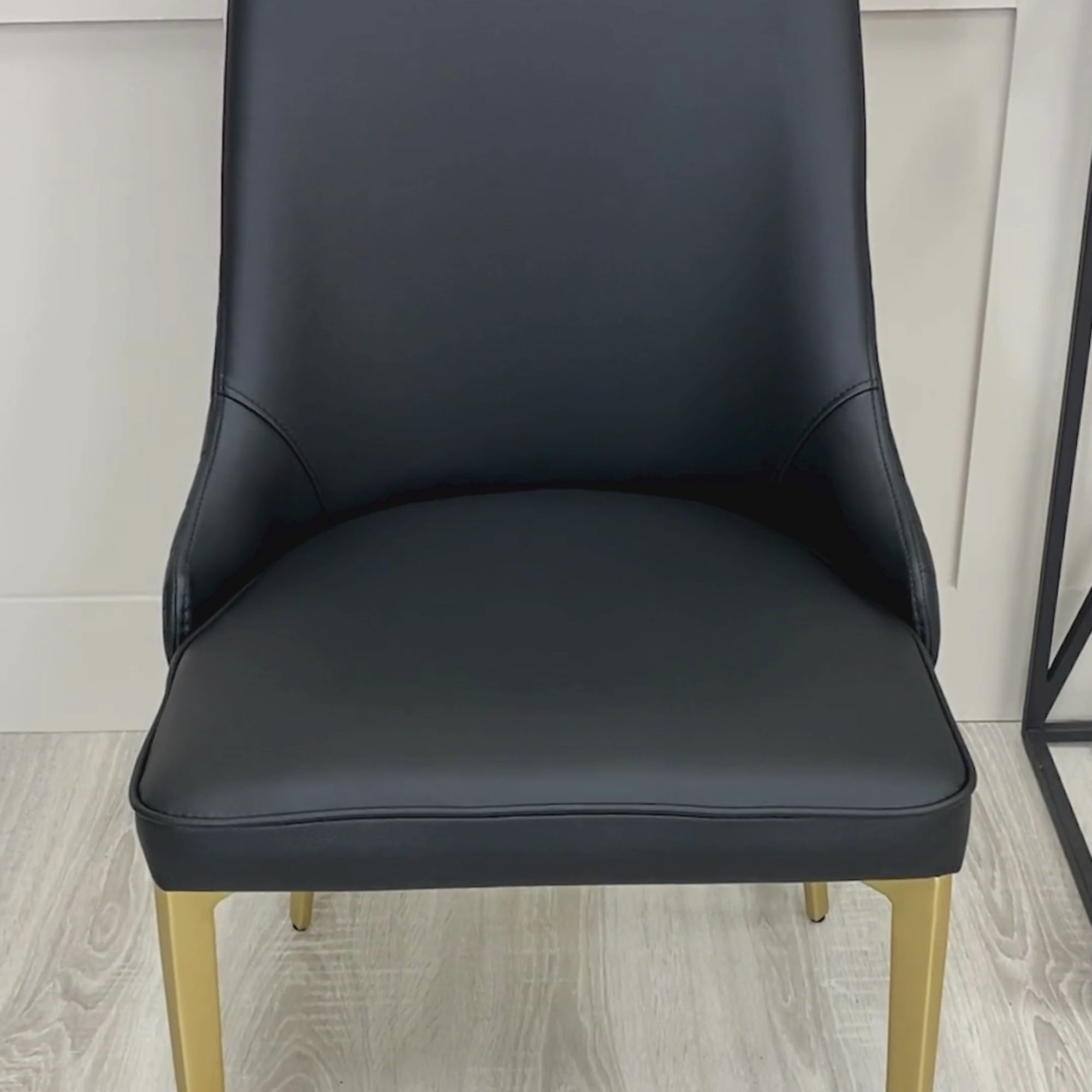 Jade Black Dining Chair In Faux Leather With Gold Legs