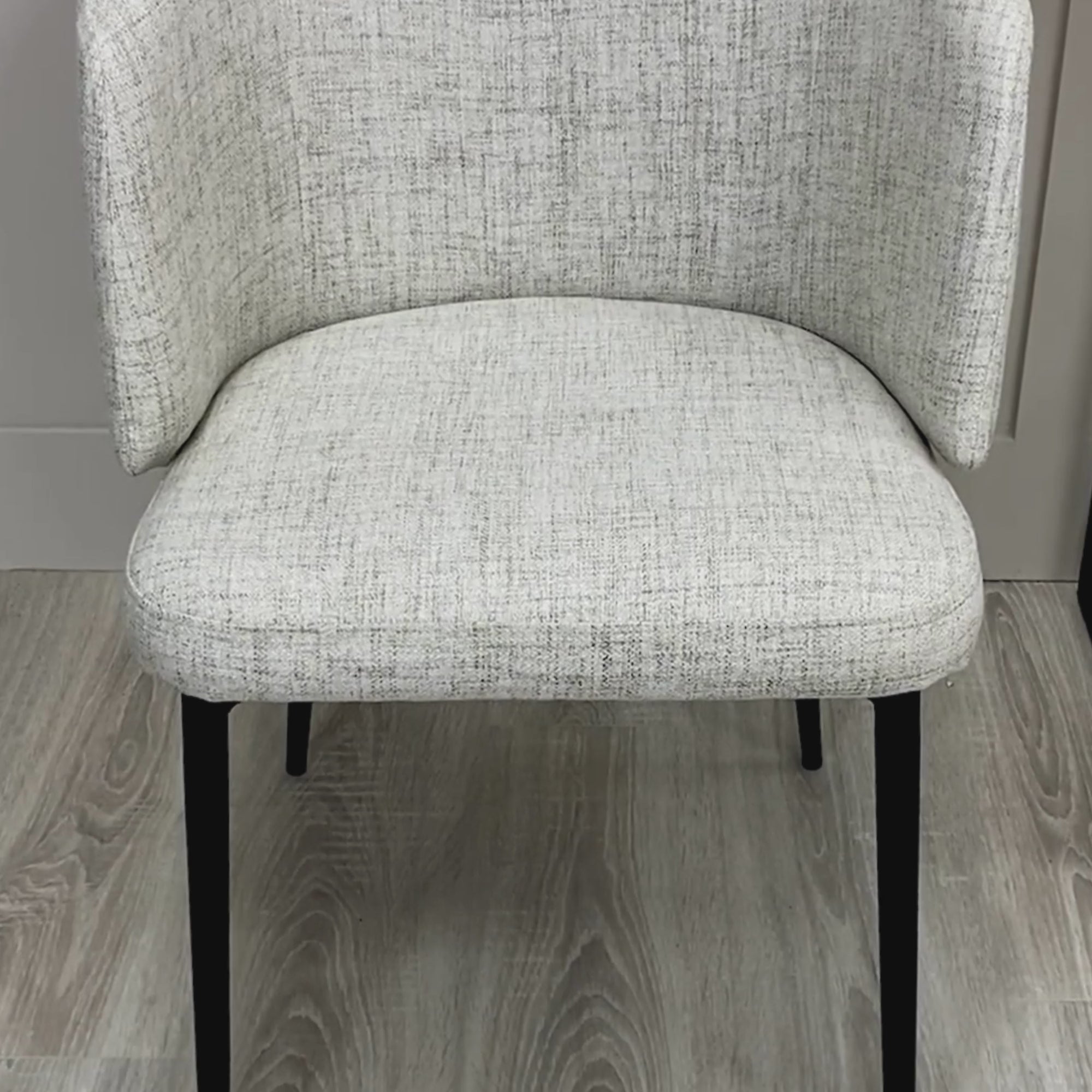 Castelle Ivory Linen Curved Dining Chair With Black Legs