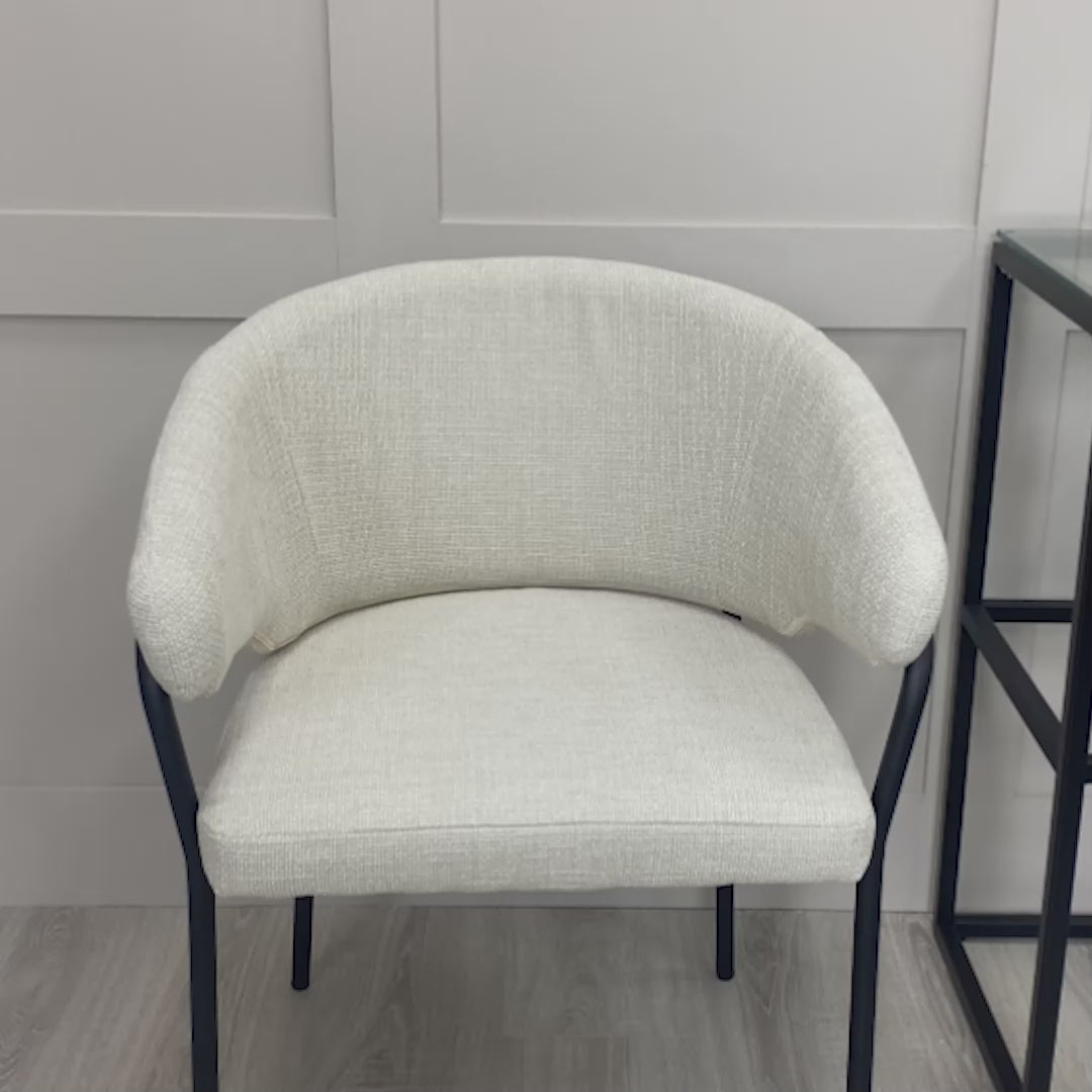 Capri Cream Linen Dining Chair with Sleek Black Frame