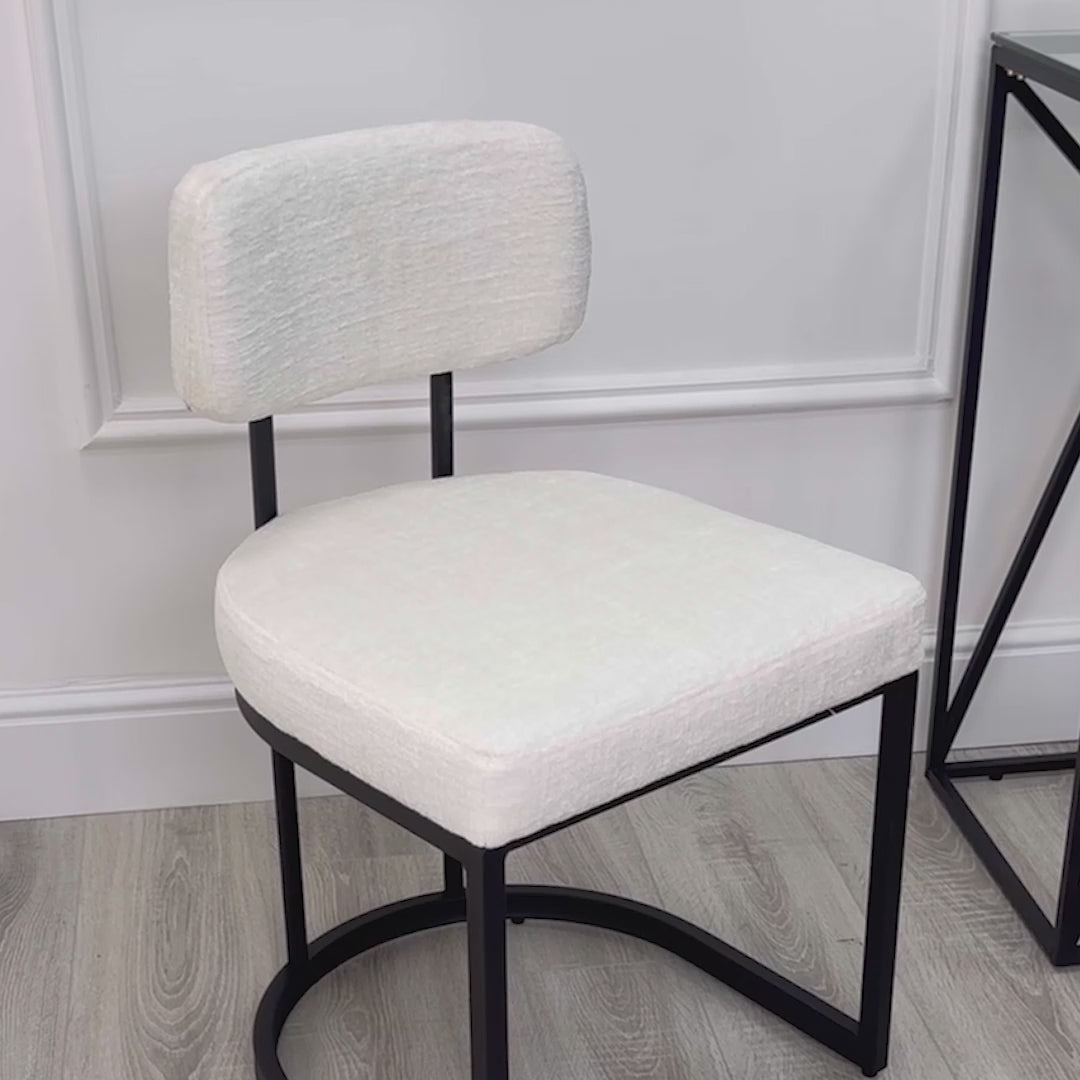Rhea White Fabric Dining Chair With Black Frame