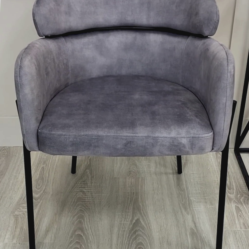 Liang Grey Velvet Dining Chair With Black Frame