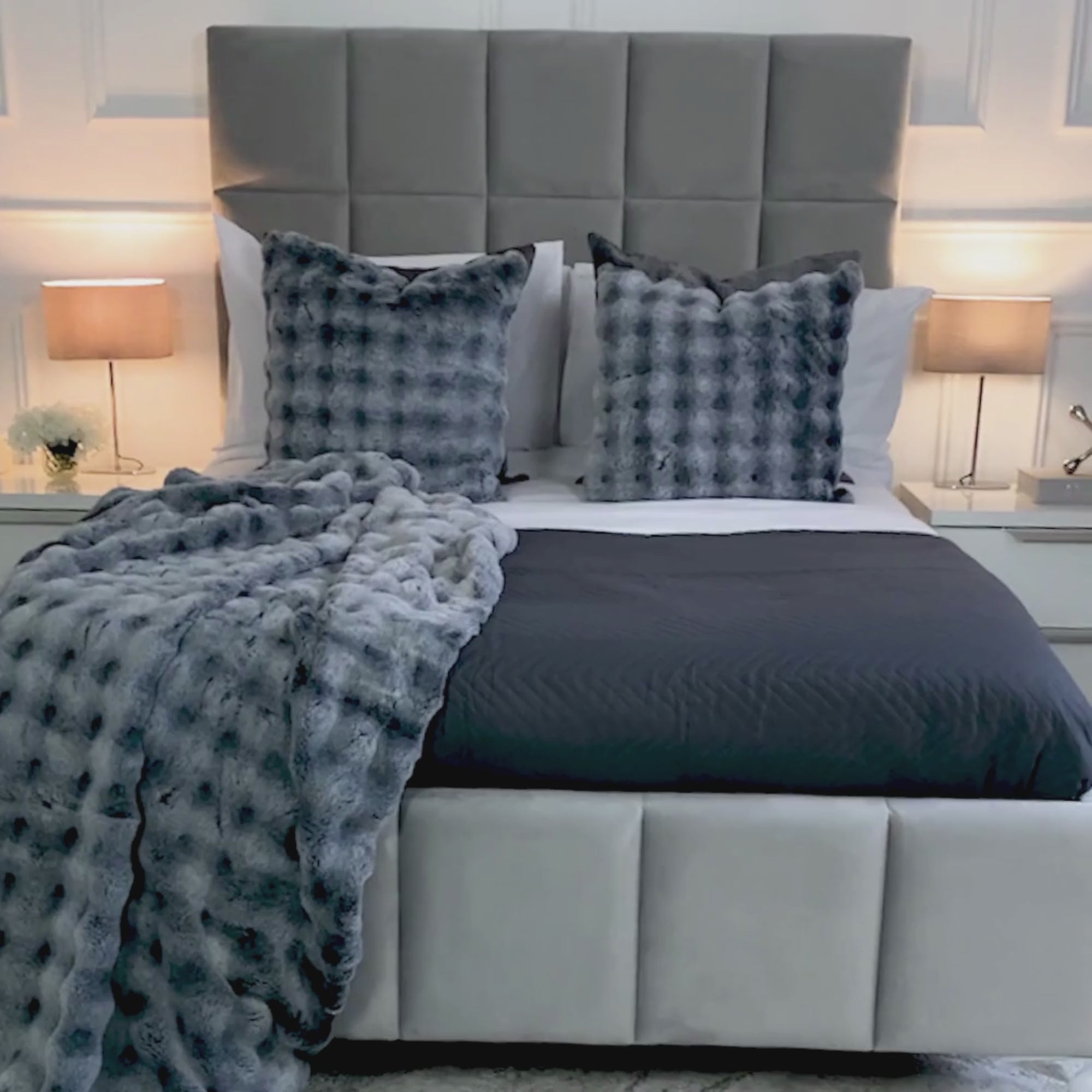 Imogen Light Grey Padded Ottoman Storage Bed